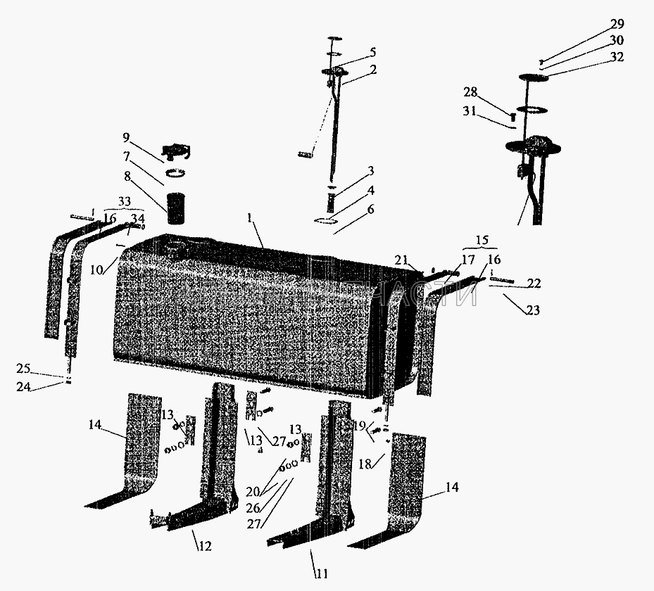 Крепление топливного бака (500 литров) (372780 Болт М18х1,5-6gх75) 